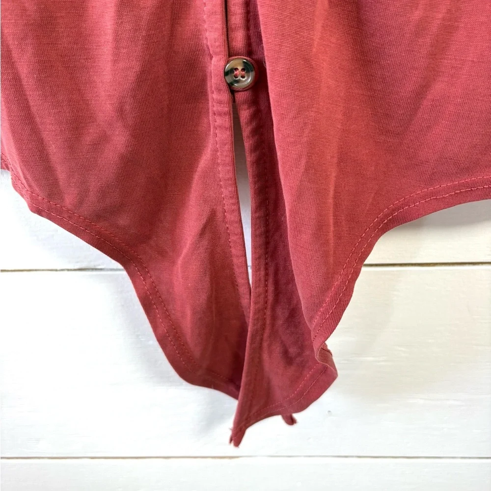 Green Envelope LA Rust Tie Front Button Top Size Small Modal Blend